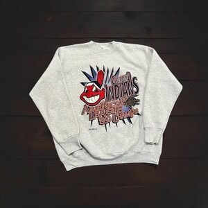 Vintage 90s Cleveland Indians Sweatshirt XL 1995 World Series Chief Wahoo